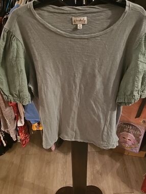 Wonderly Sage Green Puff Sleeve Tee